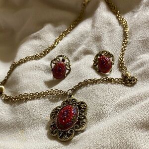 TARA MOROCCAN Vintage Gold and Red AND HUES OF BLUE/purple Jewelry Set